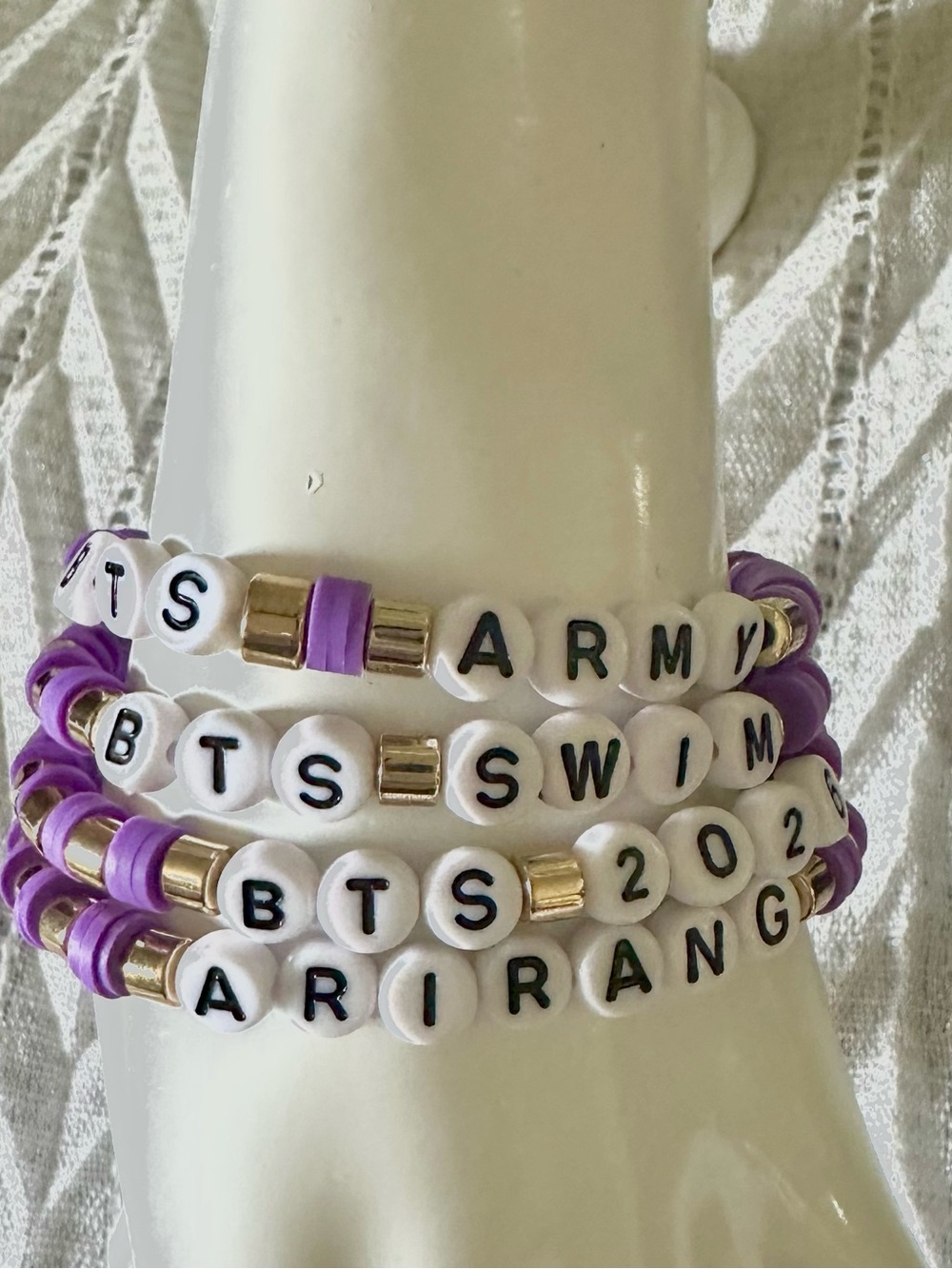 BTS ARMY 💜 Purple BTS Beaded Handmade Stretch Bracelets with Gold Accents